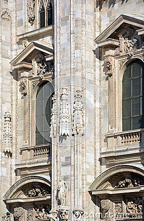 Milan Cathedral Duomo di Milano, detail of facade Stock Photo