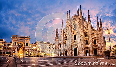 Milan Cathedral on sunrise, Italy Stock Photo