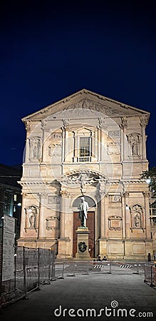 Milan church in remodelation . Italian architecture Stock Photo