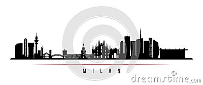 Milan City skyline horizontal banner. Vector Illustration