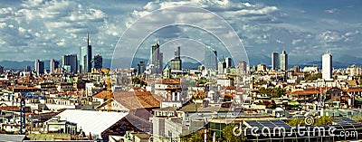 Milan Cityscape Panorama View Stock Photo