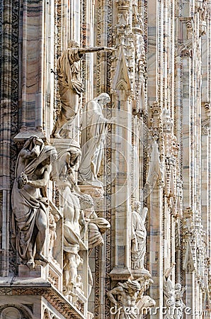 Milan Dome gothic Cathedral statue detail Stock Photo