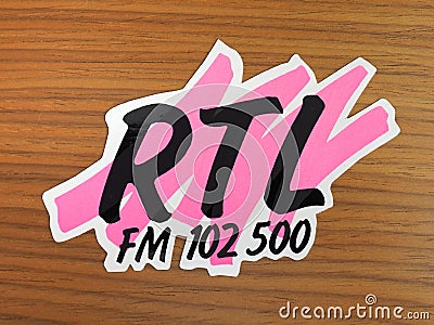 MILAN - FEB 2020: RTL FM 102.5 Mhz radio logo Editorial Stock Photo