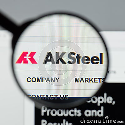 Milan, Italy - August 10, 2017: AK Steel Holding website homepa Editorial Stock Photo