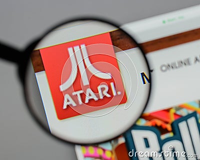 Milan, Italy - August 10, 2017: Atari logo on the website homep Editorial Stock Photo