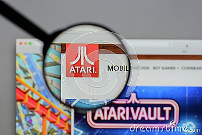 Milan, Italy - August 10, 2017: Atari logo on the website homep Editorial Stock Photo