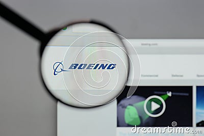 Milan, Italy - August 10, 2017: Boeing logo on the website home Editorial Stock Photo