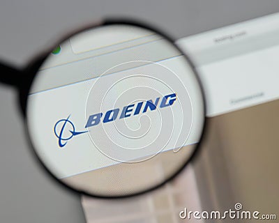 Milan, Italy - August 10, 2017: Boeing logo on the website home Editorial Stock Photo