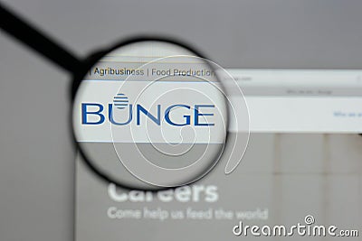 Milan, Italy - August 10, 2017: Bunge logo on the website homep Editorial Stock Photo