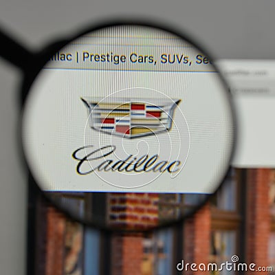 Milan, Italy - August 10, 2017: cadilac logo on the website hom Editorial Stock Photo