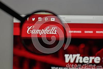 Milan, Italy - August 10, 2017: Campbell Soup logo on the website homepage. Editorial Stock Photo