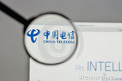 Milan, Italy - August 10, 2017: China Telecom logo on the website homepage. Editorial Stock Photo