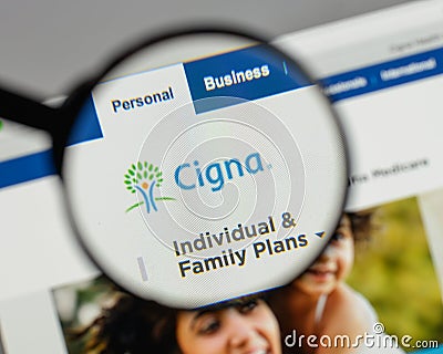 Milan, Italy - August 10, 2017: Cigna logo on the website homep Editorial Stock Photo