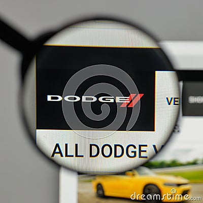 Milan, Italy - August 10, 2017: Dodge logo on the website homep Editorial Stock Photo
