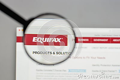 Milan, Italy - August 10, 2017: Equifax logo on the website home Editorial Stock Photo