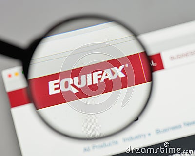 Milan, Italy - August 10, 2017: Equifax logo on the website home Editorial Stock Photo