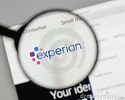 Milan, Italy - August 10, 2017: Experian logo on the website homepage. Editorial Stock Photo