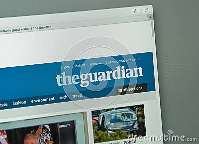 Milan, Italy - August 10, 2017: The Guardian website homepage. T Editorial Stock Photo
