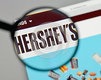 Milan, Italy - August 10, 2017: Hershey logo on the website home Editorial Stock Photo