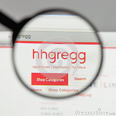 Milan, Italy - August 10, 2017: hhgregg logo on the website home Editorial Stock Photo