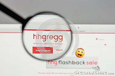 Milan, Italy - August 10, 2017: hhgregg logo on the website home Editorial Stock Photo