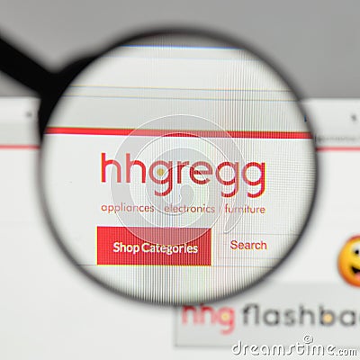 Milan, Italy - August 10, 2017: hhgregg logo on the website home Editorial Stock Photo