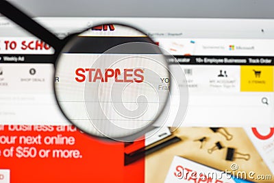 Milan, Italy - August 10, 2017: Staples.com website homepage. It Editorial Stock Photo