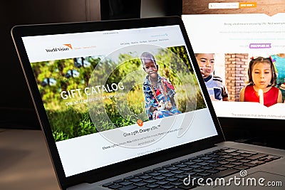 Milan, Italy - August 15, 2018: World Vision NGO website homepage. World Vision logo visible. Editorial Stock Photo