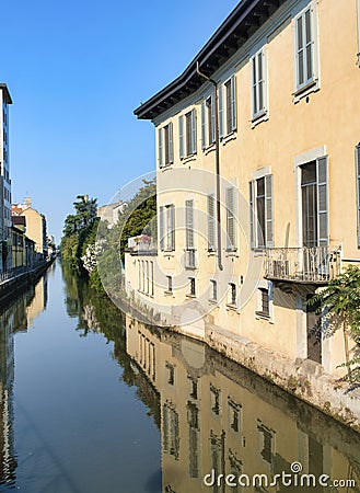 Milan Italy: canal of Martesana Stock Photo