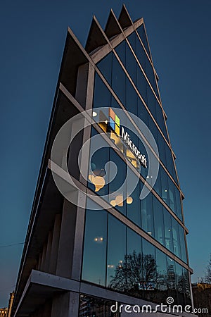 MILAN,ITALY - CIRCA FEBRUARY 2020: Microsoft House headquarter in Milan city, Viale Pasubio 21..Pasubio 21, designed by Herzog & Editorial Stock Photo