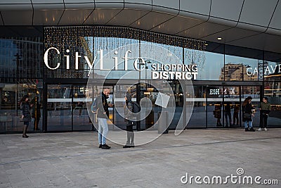 City Life Shopping district in 3 Torri Milan place, modern buildings and condos Editorial Stock Photo