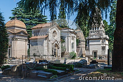 Milan, Italy. Famous landmark - the Monumental Cemetery Cimitero Monumentale Editorial Stock Photo