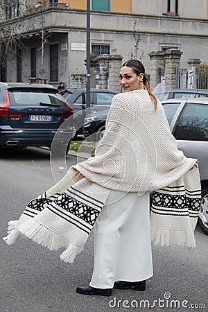 Beatrice Valli before Max Mara fashion show, Milan Fashion Week street style Editorial Stock Photo