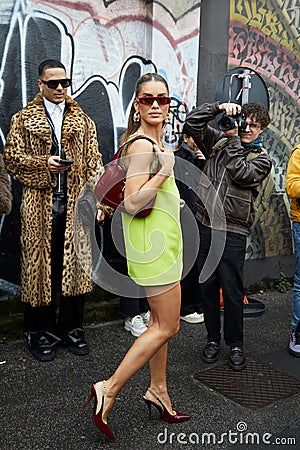 Camila Coelho before Gucci fashion show, Milan Fashion Week street style Editorial Stock Photo