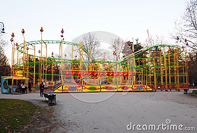 Milan, Italy - February 05, 2019 :Roller coster in Sempione park Editorial Stock Photo