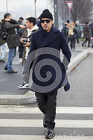 Alex Badia before Prada fashion show, Milan Fashion Week street style Editorial Stock Photo