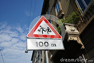 Warning road sign of Children Stock Photo