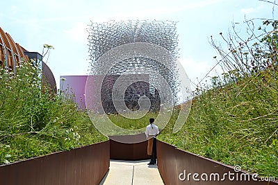 Aluminium model of beehive of the UK pavilion at Expo Milan 2015. Editorial Stock Photo