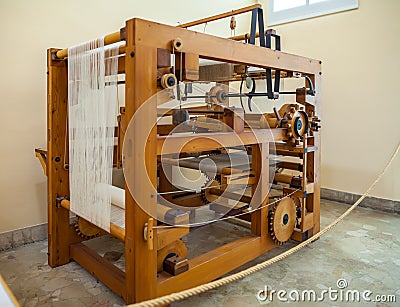 MILAN, ITALY - JUNE 9, 2016: mechanical loom models of Leonardo Editorial Stock Photo