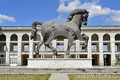 Milan, Italy, Leonardo Da Vinci horse in Ippodromo San Siro Stock Photo