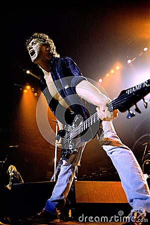 Def Leppard Rick Savage during the concert Editorial Stock Photo
