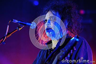 The Cure , Robert Smith during the concert Editorial Stock Photo