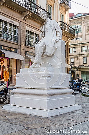 Giulio Ricordi monument in Milan in Italy. Editorial Stock Photo