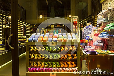 Milan, Italy - May 03, 2017: The shop with colorful italian ties Editorial Stock Photo