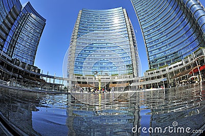 Milan, Italy, new Porta Nuova skyscrapers in Gae Aulenti square Editorial Stock Photo