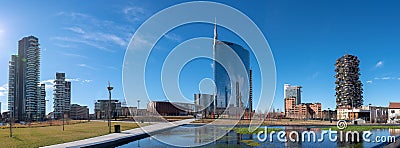 02/11/2019 Milan, Italy: skyline of Milan, view of the new city park, the tree library Editorial Stock Photo