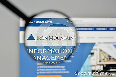 Milan, Italy - November 1, 2017: Iron Mountain logo on the website homepage. Editorial Stock Photo