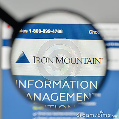 Milan, Italy - November 1, 2017: Iron Mountain logo on the website homepage. Editorial Stock Photo