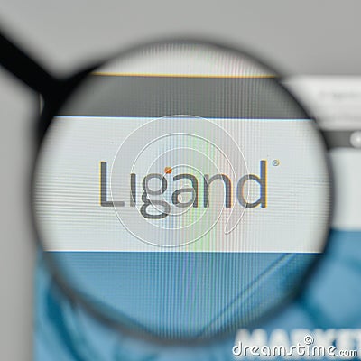 Milan, Italy - November 1, 2017: Ligand Pharmaceuticals logo on Editorial Stock Photo