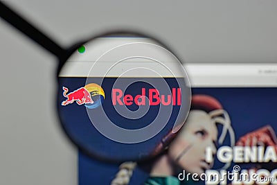 Milan, Italy - November 1, 2017: Red Bull logo on the website ho Editorial Stock Photo